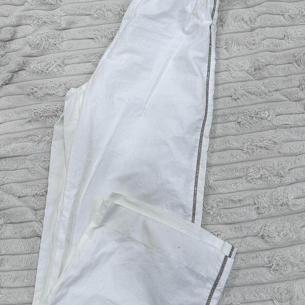 Zara girls White Pants with Silver Trim